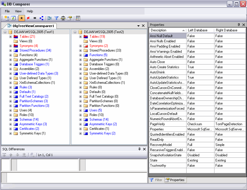 Screenshot for DBComparer 3.0